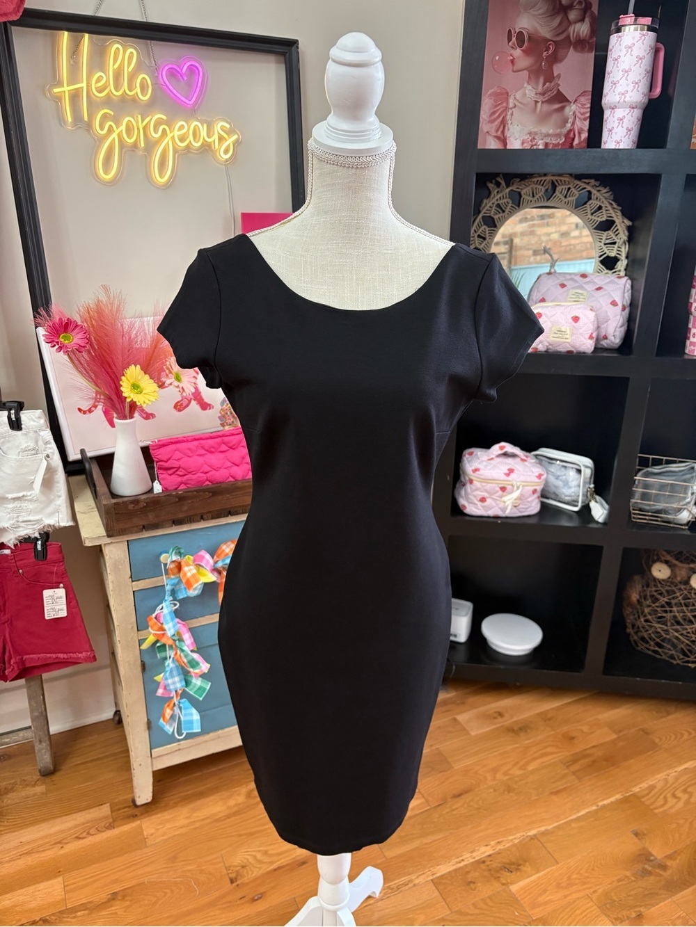 Lulu's Black Scoop Neck Low Back Black Dress Size XL